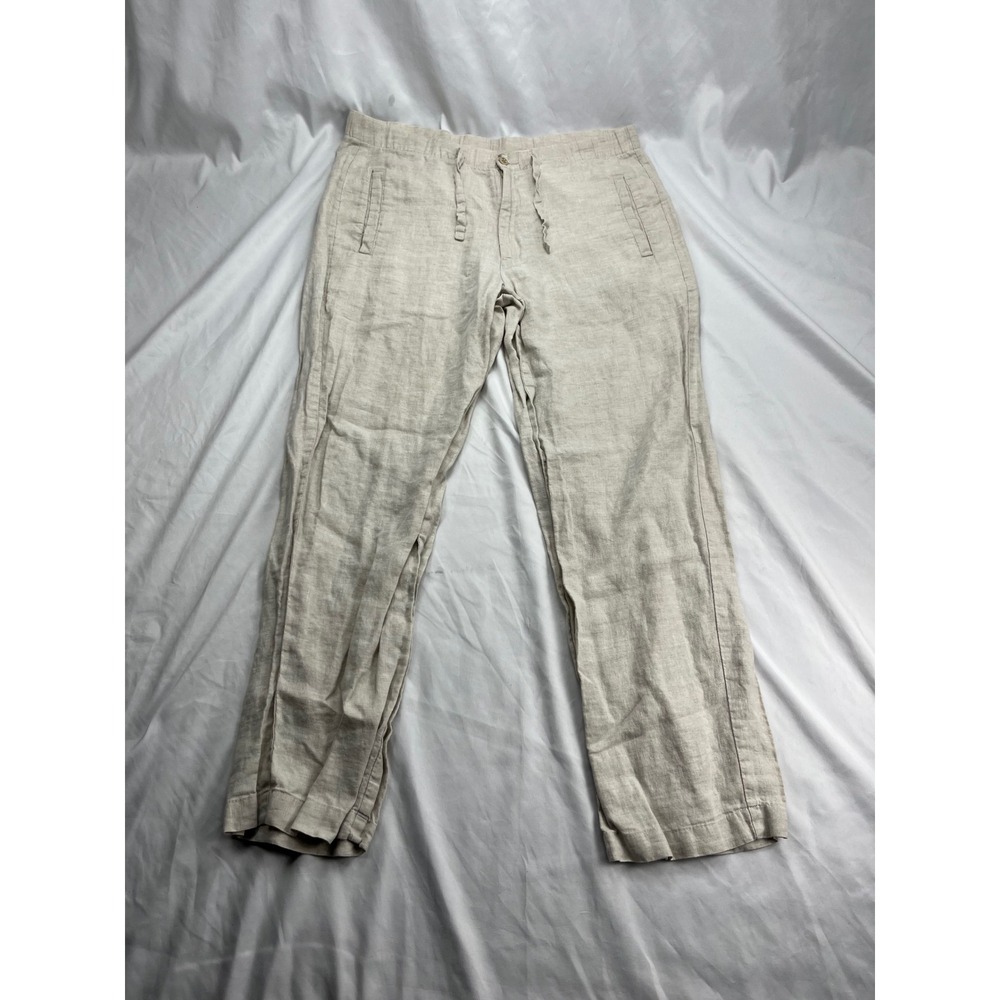 Ocean‎ & Coast 100% Linen Beach Vacation Oatmeal Straight Leg Trousers